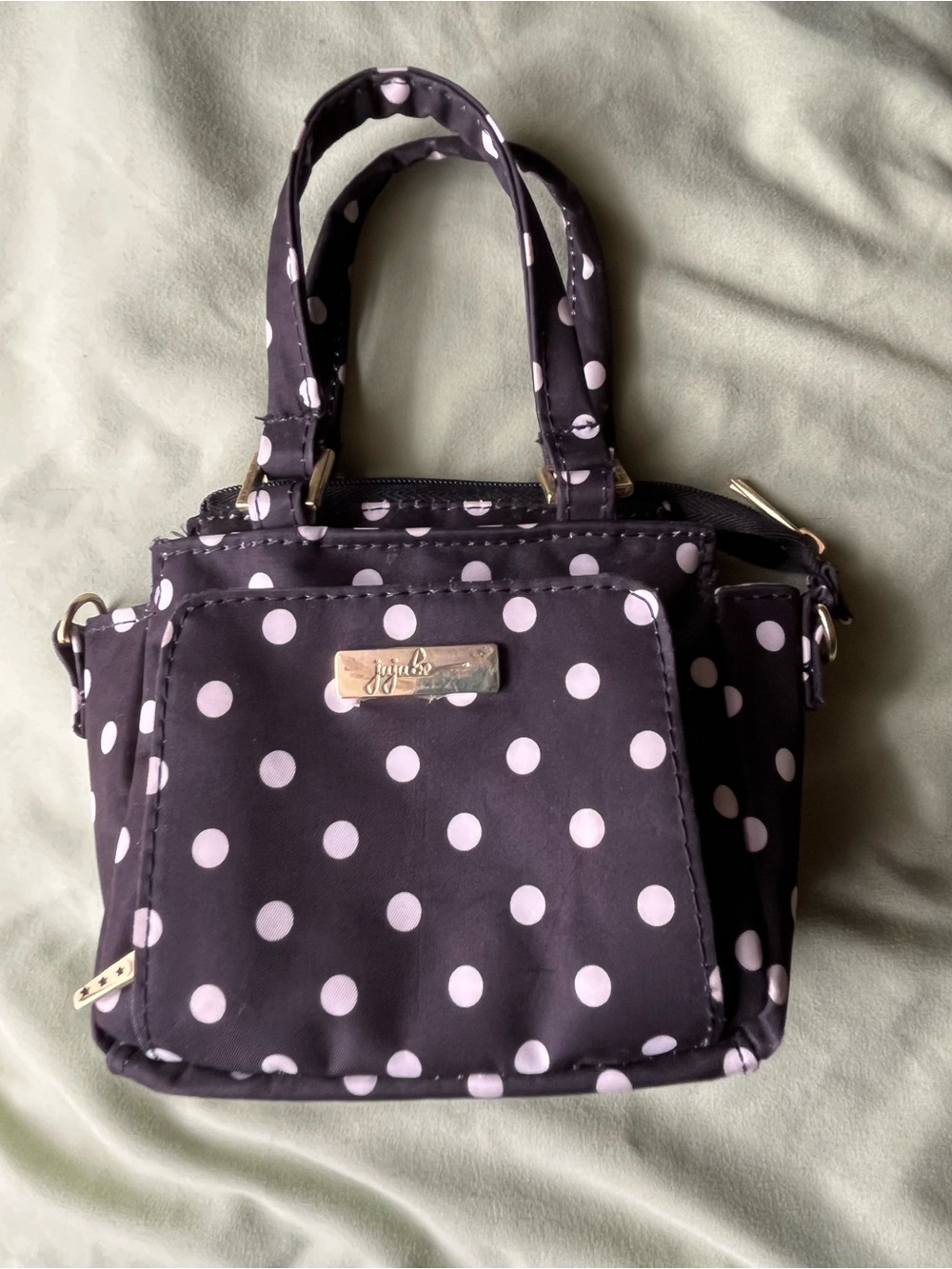 Ju-Ju-Be Black with White Polka Dot Mini Handbag